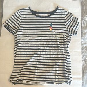 Striped MTall Shirt with Pineapple Embroidery